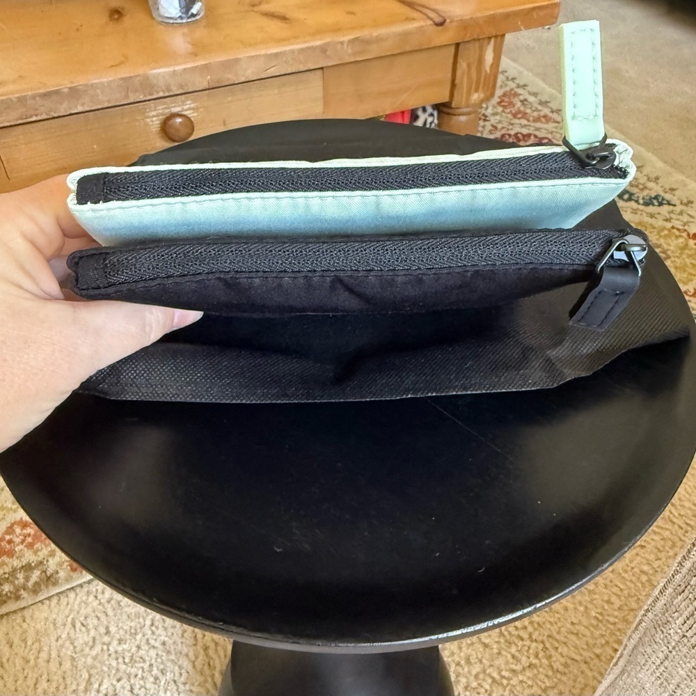 Prada Beauty Double Pouch in Black and Mint Green New in Packaging
